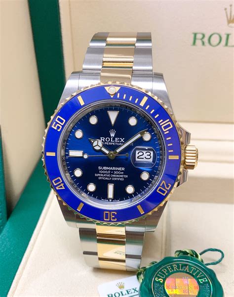 rolex złoto niebieski|Zegarek Rolex Submariner Date: 18.